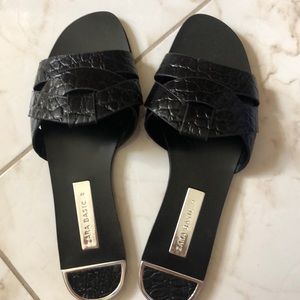 Zara black leather sandals never worn